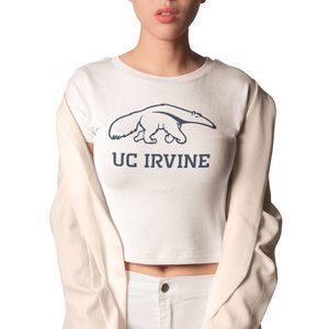 NEW UC Irvine Anteaters Form Fit Crop Top Shirt WHITE